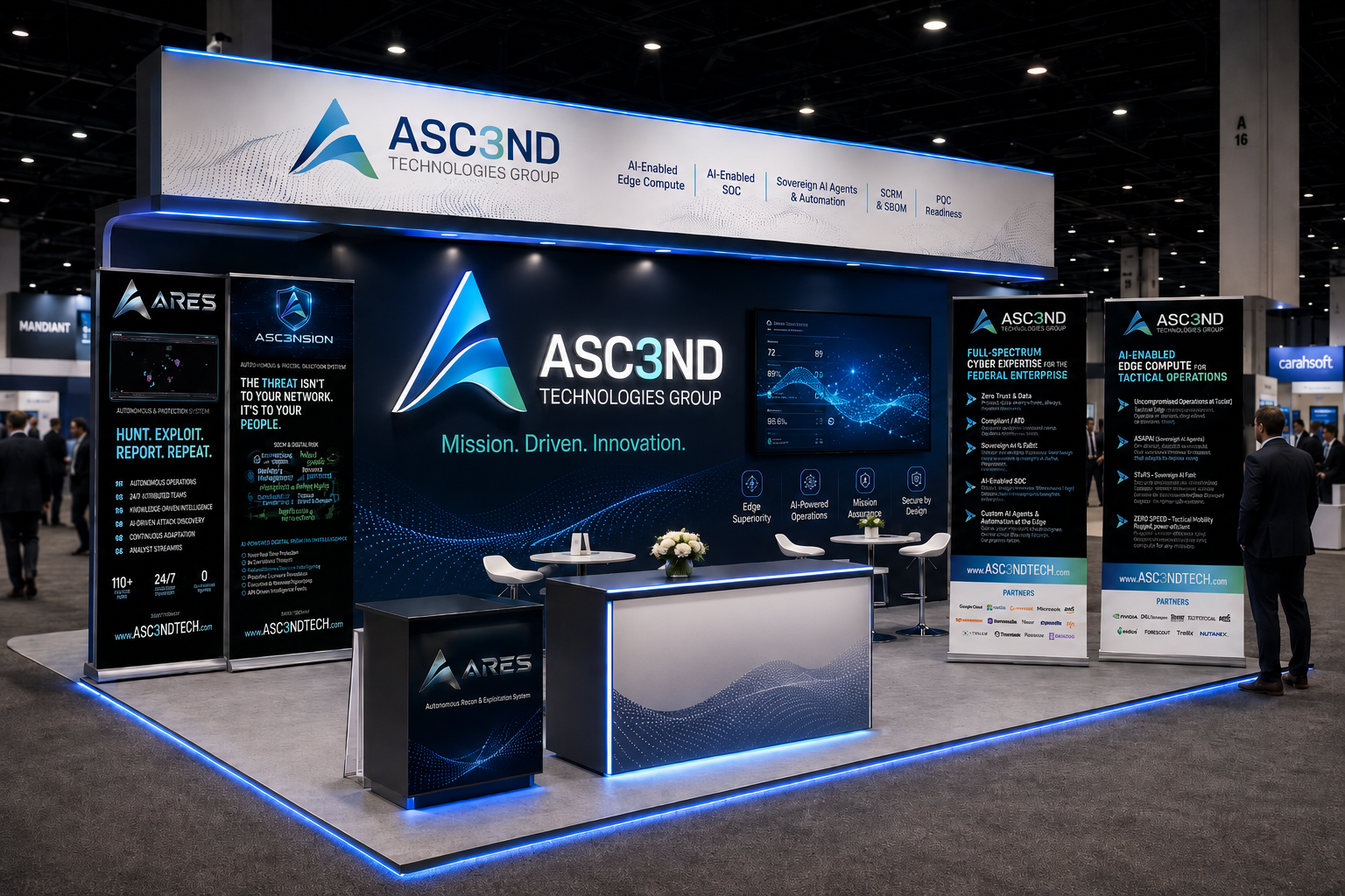 Asc3nd Technologies Group custom conference trade show booth with full branding system