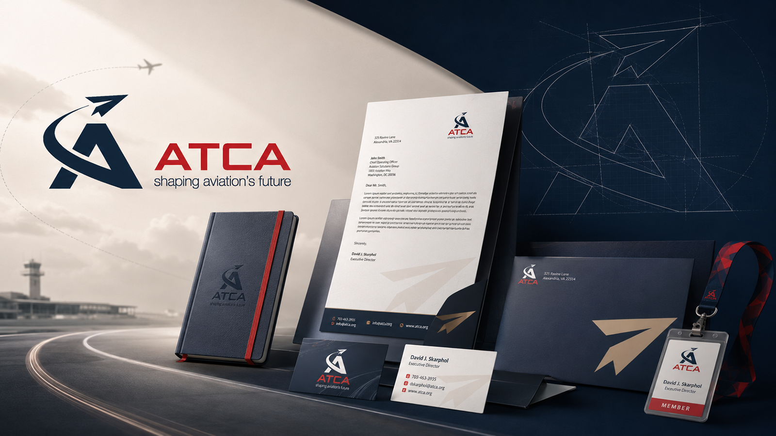 ATCA branded digital background with logo and organizational pillars